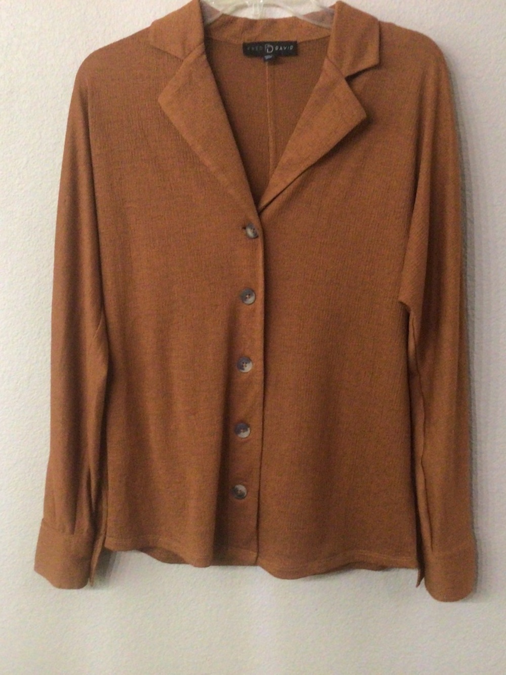 Vintage Fred David button down rust colored shirt. Size S great shape